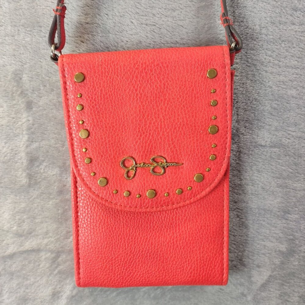 Jessica Simpson Red Small Crossbody‎ Purse Studded Faux Leather Adjustable Y2K